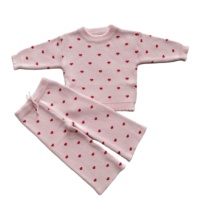 Ensemble de pulls en tricot personnalisé pour bébé fille, Saint-Valentin, cœur, tricot, automne et hiver, 100% coton, tenue décontractée