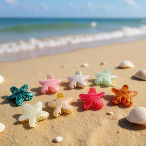 Fermaglio per capelli a forma di stella marina da 7 cm per donne e ragazze, accessori per capelli alla moda multicolori - Product Image 2