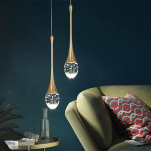 Yaojia Lighting Crystal Pendant <b>Light</b> Gold Teardrop Round Cylinder Bedroom <b>Dining</b> Room Chandelier Modern Hanging Lamp - Product Image 2