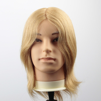 Tête de mannequin d'entraînement professionnelle en cheveux humains naturels de haute qualité pour la coiffure et la coupe de cheveux masculins