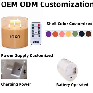 3芯の炎のない安全ピラーキャンドル、本物のワックスを使用、電池式、大型15×25cmガラス製LEDキャンドルライト、リモコンとタイマー付き、家庭用 - Product Image 4