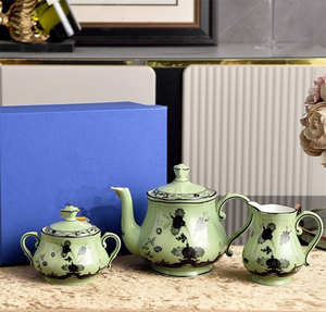 Taza y Platillo de Porcelana China Ecológica, Estilo Rústico Europeo, Diseño Floral Vintage de Lujo, para Té y Café - Product Image 1