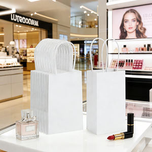 Sacs en papier blancs carrés personnalisés à fond carré, sacs en papier brun pour bijoux, parfum, rouge à lèvres, cadeaux - Product Image 3