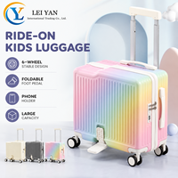 Valise à roulettes pour enfants, 6 roues pivotantes, pliable, avec support pour téléphone, coque rigide en PC, valise de voyage