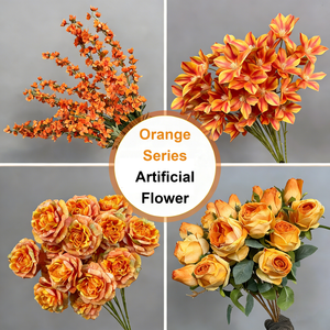 Collection de <span class=keywords><strong>fleurs</strong></span> artificielles orange, idéales pour les arrangements de mariage et la décoration intérieure DIY, matériaux floraux pour la vente en gros - Product Image 4