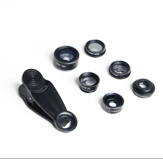 Hot Universal 7 in 1 Mobile Phone Optical Lens Kit Fisheye Wide Angle Lens Magnifiers with Universal Clip Pocket Size