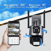 Caméra de surveillance extérieure intelligente P11 1080P à double vue WiFi/4G avec interphone vocal, double objectif, vision nocturne infrarouge et panoramique 360°