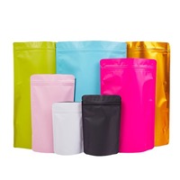 Sachets Doypack refermables colorés à fermeture zip, en feuille d'aluminium mate, hermétiques, pour aliments, thé, emballage plastique, appâts pour poissons, poudre