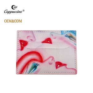 Porte-cartes en cuir à motif personnalisé porte-cartes d'identité cadeaux promotionnels porte-cartes mince rfid bloquant les portefeuilles pour homme - Product Image 1