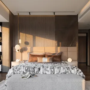 Orange furn Modern Home Furniture Kingsize-Bett mit Kopfteil Ottomane Schränke Stuhl konsole Schlafzimmer Set