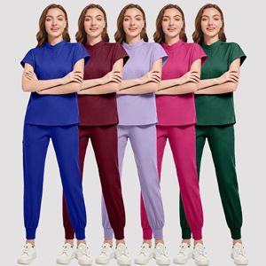 Women Hospital Uniform Set Knitted Moisture Wicking Split Design For Medical Beauty Salon Use - Product Image 4