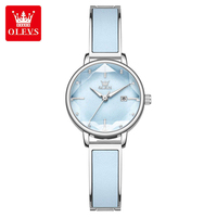 Montre à quartz de luxe pour femme Olves 5656 avec bracelet en cuir, cadran analogique, date, lumière nocturne, étanche