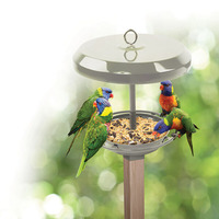 Mangeoire à oiseaux sauvages JH-Mech 34*25CM, robuste et durable, utilisable toute l'année, en métal beige, petite mangeoire suspendue en métal pour oiseaux