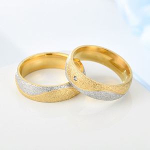 Fashion 6mm Stainless Steel Luxury Frosted Room Gold Ladies Diamond <b>Ring</b> Lovers <b>Couple</b> <b>Ring</b> Fashion Jewelry Finger <b>Rings</b> - Product Image 4