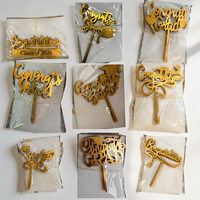 Großhandel 10 Stück/Packung Gold Acryl Abschluss-Kuchenaufsatz Wiederverwendbar Jahrgang 2026 Glückwunsch zum Abschluss Cupcake-Kuchendekoration