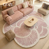 Tapis de luxe de style français rose de forme irrégulière pour canapés de salon, tables d'appoint de chambre à coucher