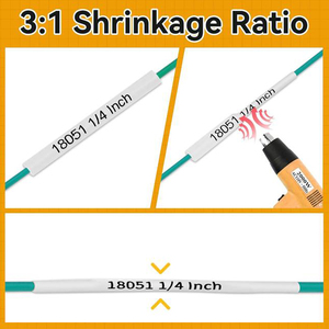 Nastro per <span class=keywords><strong>Etichette</strong></span> Termoretraibili Industriali Compatibile A18051 1/4" Bianco/Nero per <span class=keywords><strong>Stampante</strong></span> <span class=keywords><strong>DYMO</strong></span> 18051 per Etichettatrice Industriale <span class=keywords><strong>DYMO</strong></span> - Product Image 5