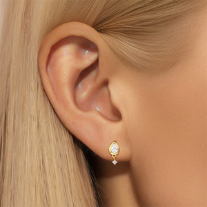 Pendientes de Plata de Ley S925 Nuevos, Pendientes de Zirconia Cúbica con Forma de Estrella y Flor, Joyería Simple para Mujer - Product Image 3