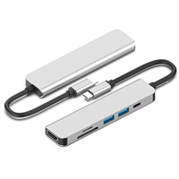 VCOM 6 Port USB Tipe C Hub dengan 4K HDMI USB 3.0 TF pembaca kartu SD PD 3.0 60W adaptor Multiport dock USB