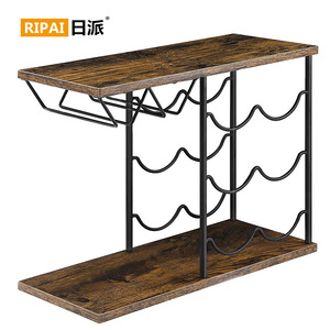 Ripai Wine <b>Rack</b> Wooden Base With Glass Holder Modern Style For Kitchen <b>Bar</b> Party Use - Product Image 4