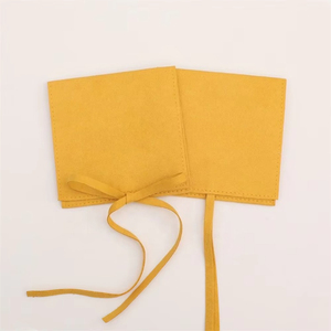 Ginger Yellow Microfiber Jewelry Pouch Bags Velvet Ring <b>Bracelet</b> Necklace Packaging Pouch With logo - Product Image 3
