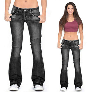 <span class=keywords><strong>Jeans</strong></span> da Donna Skinny a Zampa Tinta Unita a <span class=keywords><strong>Vita</strong></span> <span class=keywords><strong>Bassa</strong></span> in Denim Elasticizzato Pantaloni a Campana - Product Image 4