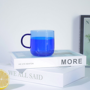 Vendita calda logo personalizzato Drinkware <span class=keywords><strong>due</strong></span> tonalità di colore corrispondente caffè Espresso tazza di vetro borosilicato tazza di acqua di vetro con manico - Product Image 4