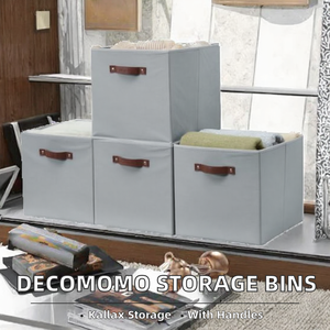 DECOMOMO - Cajas de Almacenamiento de Precisión de 13x15x13 Pulgadas con Etiquetas y Asas, Paquete de 4, Color Gris, para Organización de Estantes <span class=keywords><strong>Kallax</strong></span> - Product Image 2
