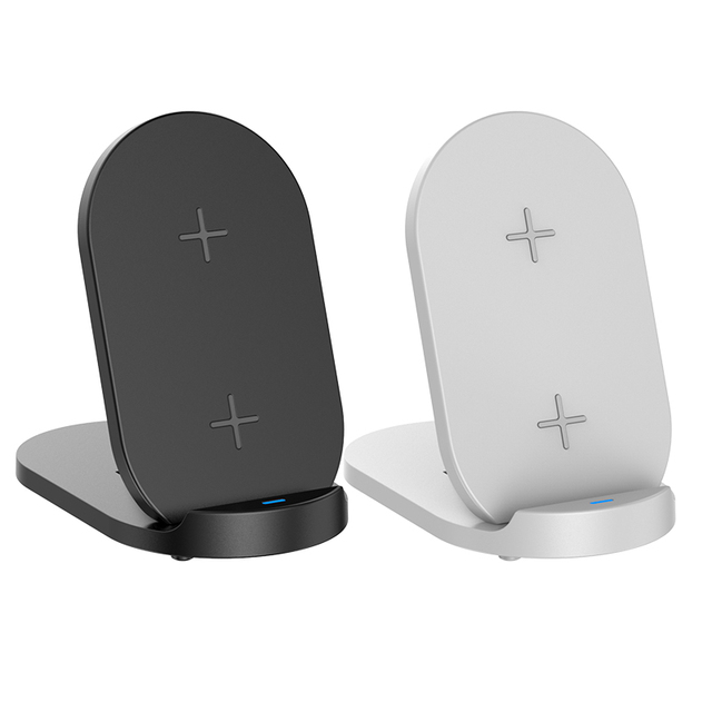 Slim Desktop Holder 2 in 1 Fast Wireless Charging Dock Foldable Charger Stand for Smart Phone and Earbuds