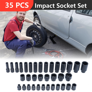 Jeu de douilles à chocs métriques Torx Podofo 35 pièces à 6 points, entraînement carré 1/2 pouce, kit d'outils à main pour voiture, clé à douilles 8-32 mm pour réparation - Product Image 3