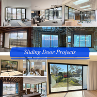 Puerta Divisoria de Lujo para Sala de Estar, Puerta Corredera Panorámica de Vidrio Templado Insonorizado con Sistema de Aluminio para Patio