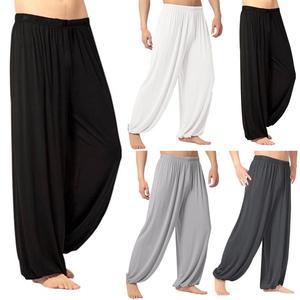 Pantalons de <span class=keywords><strong>yoga</strong></span> hommes décontracté couleur unie pantalons baggy danse du <span class=keywords><strong>ventre</strong></span> <span class=keywords><strong>Yoga</strong></span> sarouel pantalons pantalons de survêtement à la mode vêtements de danse amples - Product Image 1