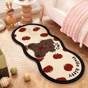 Tapis en fausse fourrure de cachemire Hello Kitty, forme ondulée, motif original, facile à nettoyer, pour chambre à coucher, salon, usage domestique - Product Image 3