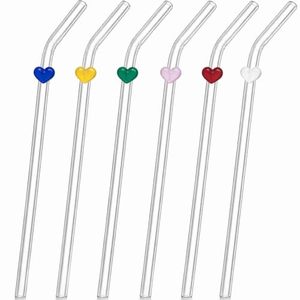 Série Saint-Valentin : Accessoires de pailles en verre colorées réutilisables, pailles personnalisées pour les amateurs de boissons en verre, emballage en vrac - Product Image 1