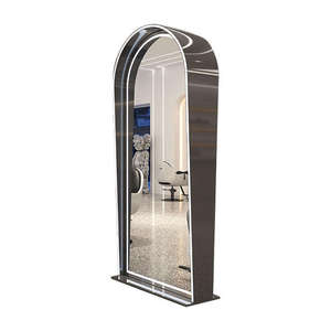 Luxury Barber Salon Glass Mirror Stand Modern Simple LED Lighted Salon Hair Cutting Mirror for Bedroom & <b>Outdoor</b> Use - Product Image 6