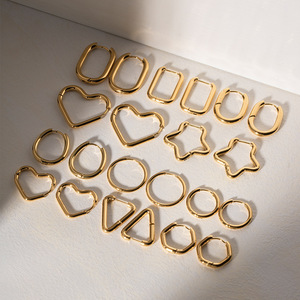 Pendientes de Aro Geométricos de Acero Inoxidable con Forma de Corazón, Estrella, Cuadrado y Polígono, Joyería de Moda para Fiestas 26043 - Product Image 2