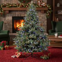 Vente en gros d'usine, arbre de Noël artificiel personnalisé entièrement en PE, lumières LED multicolores, écologique, de haute qualité, pour usage commercial