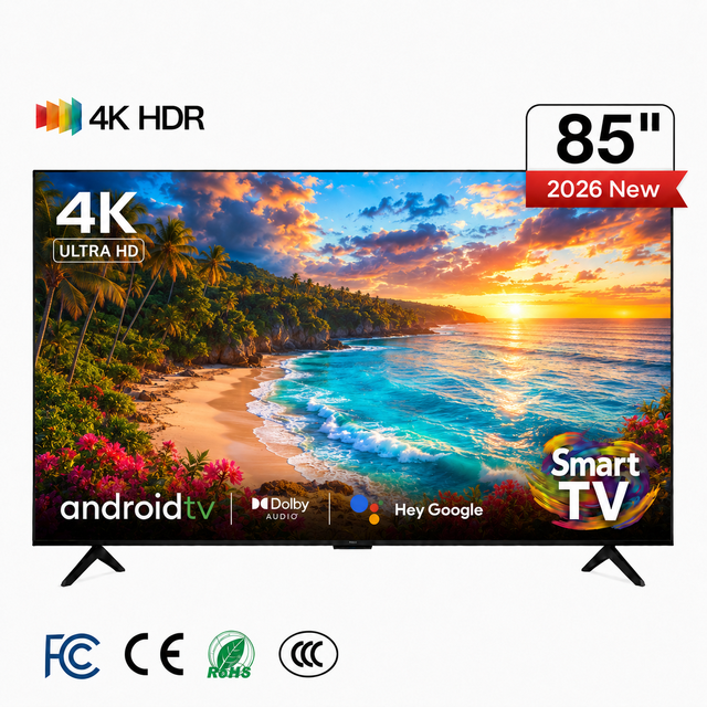 85 Inch Wall Mounted 4K Android Smart TV Large Screen LED Television for Hotel Meeting Room Office and Commercial Use