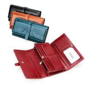 TIDING Frauen Bunte RFID Reiß verschluss Echtes Leder Lange Brieftaschen Damen Casual Handy Geldbörse Clutch Tasche