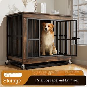 מודרני ביתי מודרני עץ אינטגרationמוצק ארגז ריהוט בית לחיות מחמד עם מדף אחסון, קל תנועה - Product Image 5