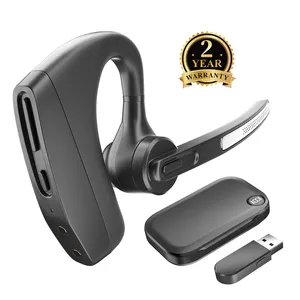 Single Wireless BT Earpieces Headset Hands Free Noise Canceling Headphones With Mic Waterproof For Computer Trucker Home Office