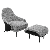 Fauteuil d'appoint avec ottoman, en tissu tissé noir, personnalisable OEM, pour suite d'hôtel et salon