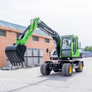 8 Ton Wheel Excavator with <b>Engine</b> Gear Hydraulic Digger for Trenching Digging Core Construction Component - Product Image 2