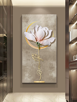 Peinture décorative intérieure moderne de luxe magnolia avec éclairage LED avancé, version verticale, peinture suspendue tridimensionnelle