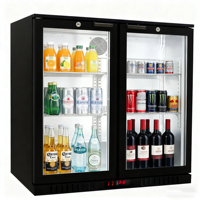Réfrigérateur NE-200C noir à double porte vitrée, 200L, affichage numérique, faible bruit, refroidisseur arrière pour bar – Meilleures ventes