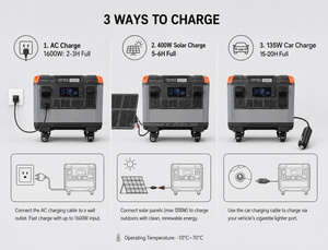 Station d'alimentation portable 3000W 2688Wh, alimentation de secours solaire pour la maison, UPS, alimentation de secours US 110V, 4 prises AC avec kit de panneaux solaires pliables 400W - Product Image 4