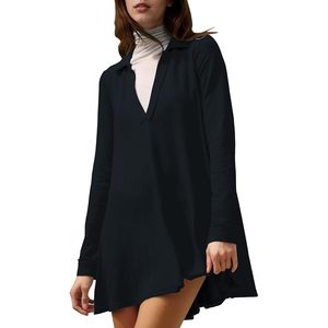 FOXA Mini <b>Dress</b> Women 2025 Spring <b>Summer</b> Long <b>Sleeve</b> Loose Fit Solid Color V Neck Knitted Casual <b>Dress</b> <b>With</b> Pockets - Product Image 1