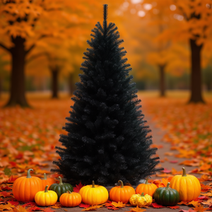 Sapin de Noël artificiel noir de 7,5 pieds, décoratif, en plastique, avec baies, sans lumières incluses - Product Image 2