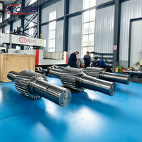 Arbre d'engrenage de turbine éolienne en acier allié forgé robuste, sur mesure en usine, convoyeur à rouleaux hélicoïdal à longue portée, revêtement oxyde noir, ISO9001
