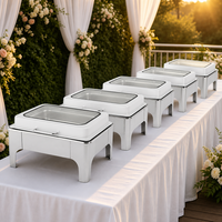 Nouveau design Réchaud de buffet 6L en acier inoxydable doré et blanc, chauffage à l'alcool, longue durée de vie, contrôle manuel de la température